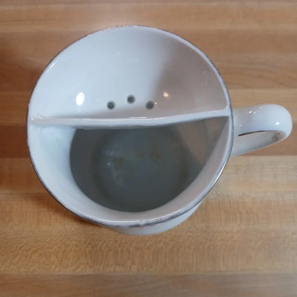 Vintage Hand Painted Pink Rose Tea Cup W/‎ Strainer - Germany